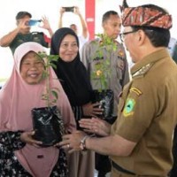 Pj Bupati Kuningan secara simbolis memberikan bibit cabai.
